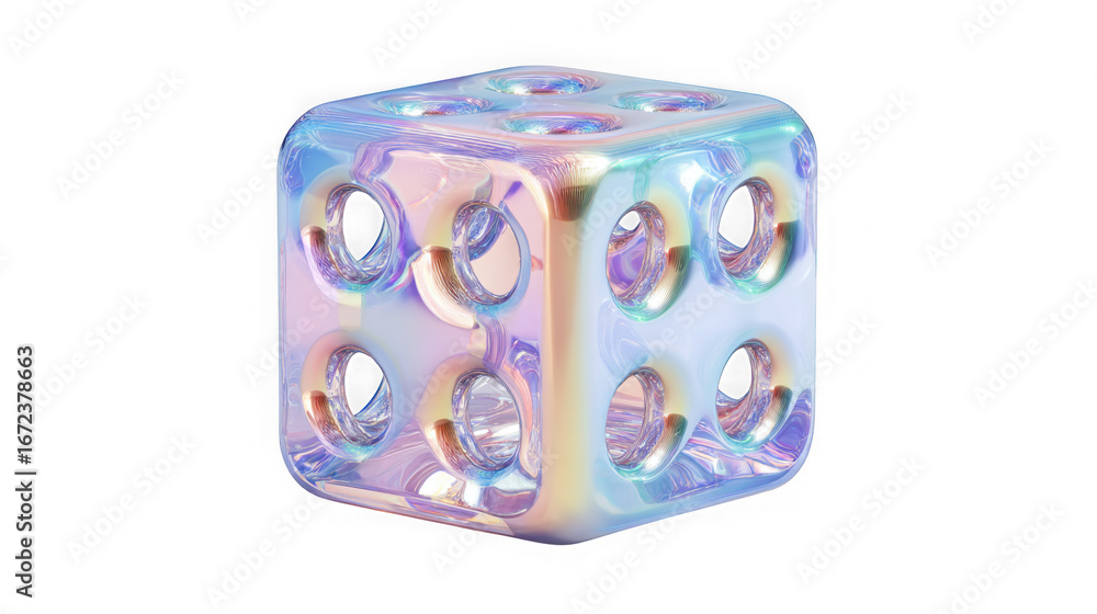 Aufkleber captivating holographic iridescent cube with rounded edges reflecting light and color