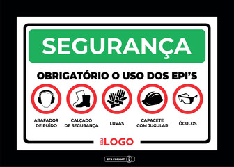 Placa informativa e de segurança
