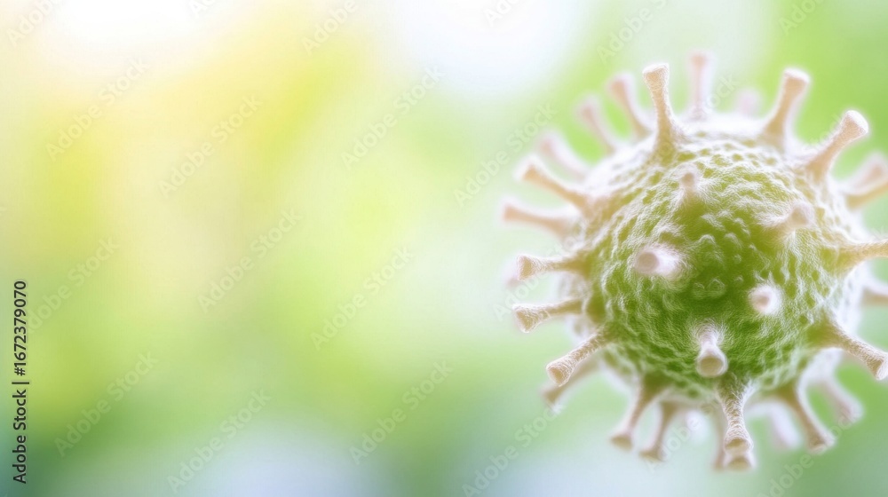 Aufkleber microbial view of a virus under microscope in bright laboratory setting