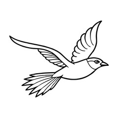 Obraz premium Silhouette of a bird flying with wings spread isolated on a white background