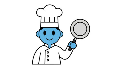 The Culinary Maestro: A cartoon chef, proudly wielding a culinary tool, embodies the spirit of cooking and gastronomy in a whimsical digital illustration.
