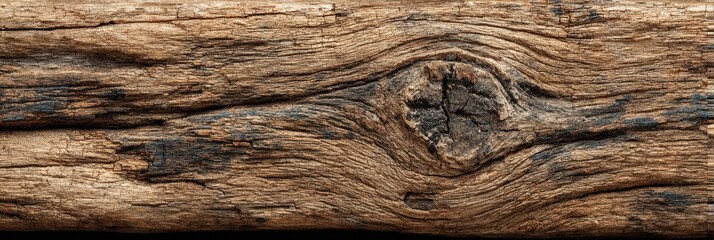 Wooden log featuring unique textures and knots resting on a dark background, ideal for natural design elements or rustic themes
