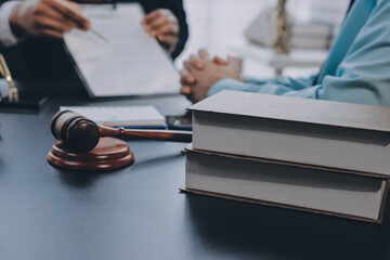 Lawyer explained to the client about the law that must be brought against the court case.