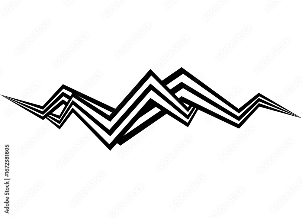 Poster vector pattern of sharp intertwined parallel retro lines. broken design element. sporty vector backg