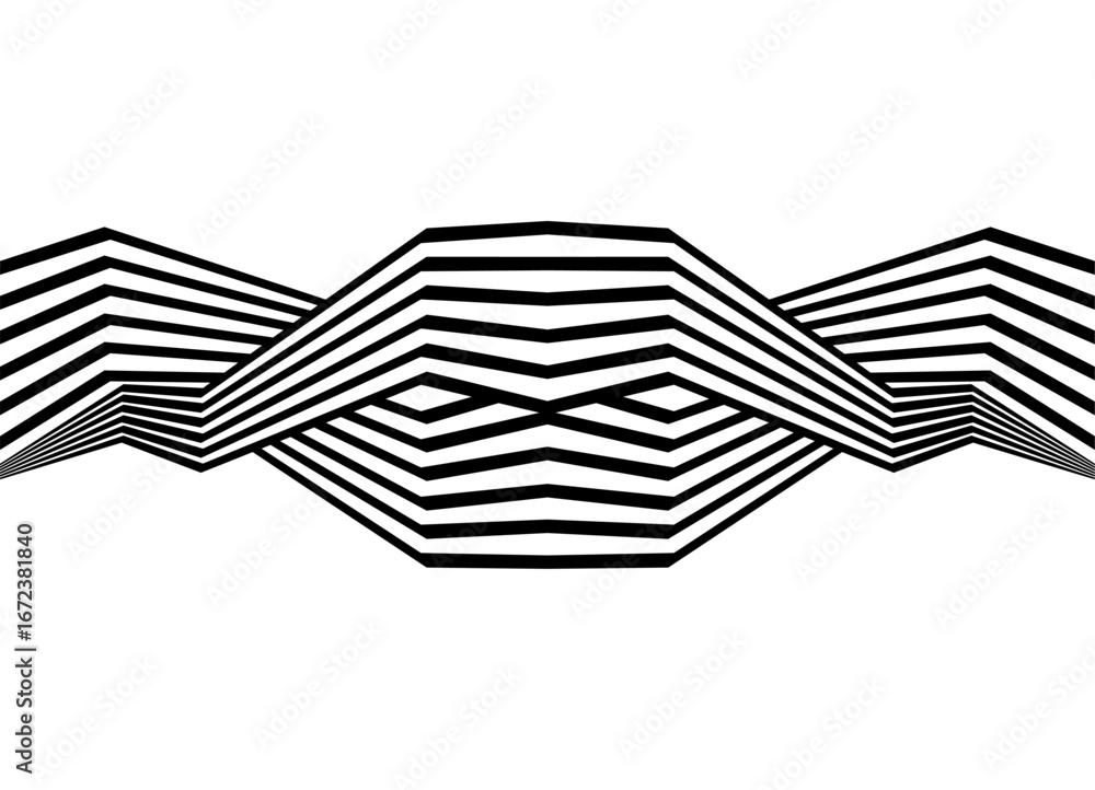 Poster vector symmetrical pattern of intertwined parallel retro lines. broken design element. sporty vector
