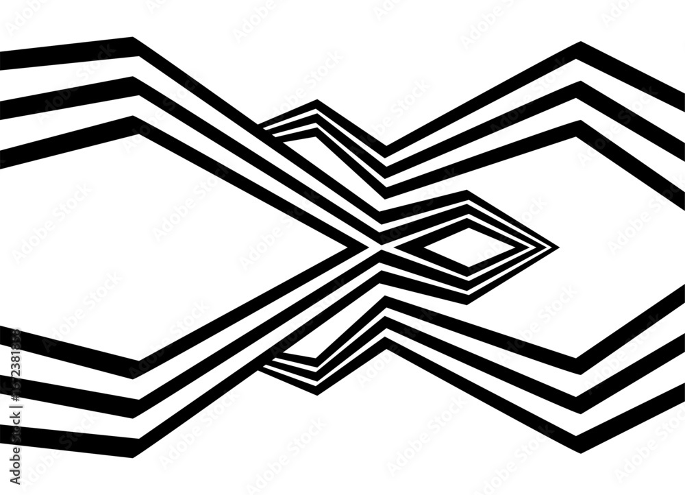 Poster vector pattern of black parallel retro lines on a white background. symmetrical polygonal design ele