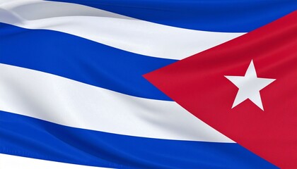 Cuban flag with blue-white stripes, red triangle, and white star.