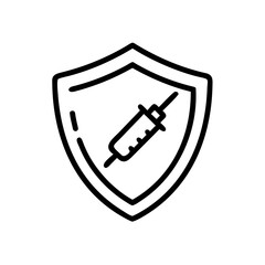 Vaccine Shield Icon Vector Illustration for Health Protection and Safety