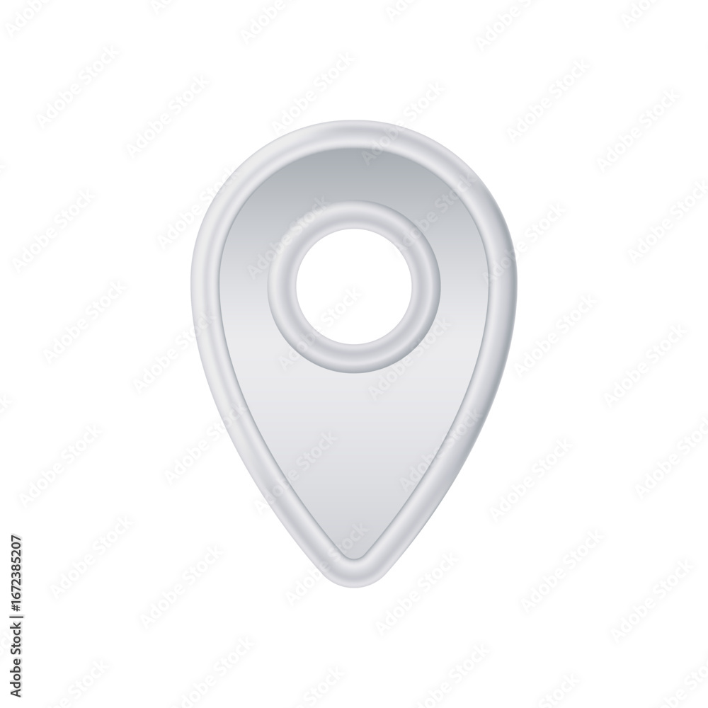 Poster a sleek silver location pin icon represents navigation and mapping functions in digital applications