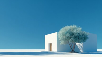 Minimalist architecture and tree scenes