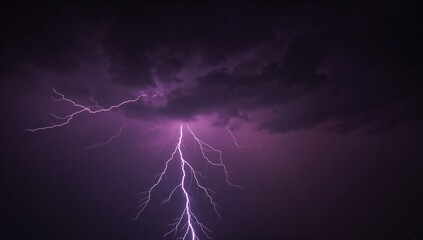 Dramatic display of natural electricity illuminates the night sky, captured in a stunning purple hue.