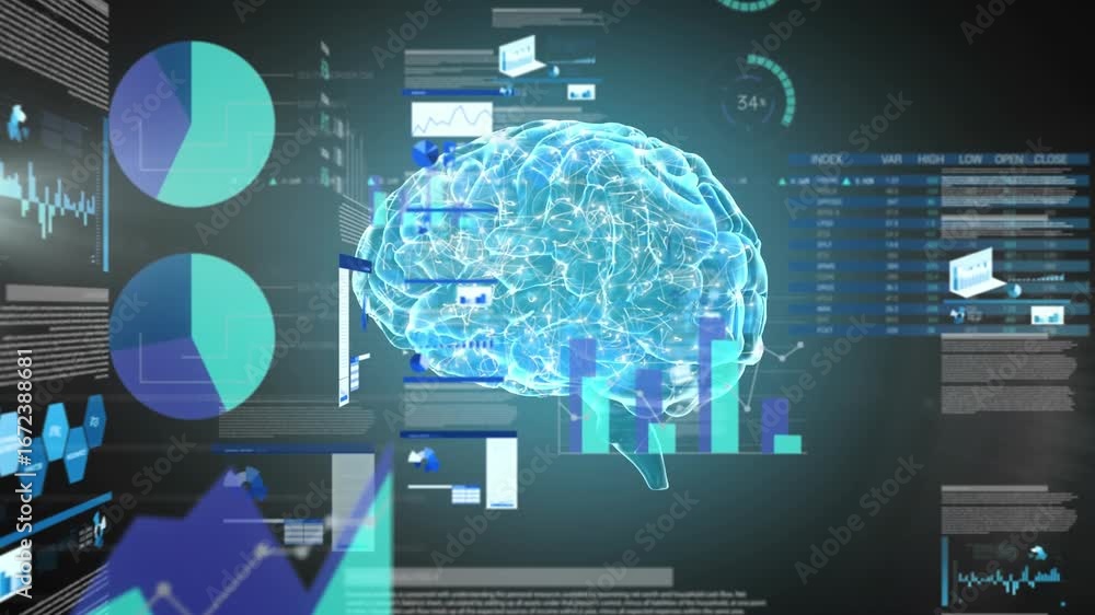 Poster animation of human brain and data processing