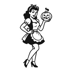Halloween Haunted Pin-Up Girl SVG