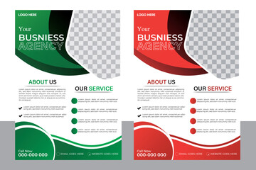 Business Agency Flyer Design: A modern flyer design with two color options. The design is suitable for business and marketing purposes. It features a logo, text placeholder, and icon.Set of business c