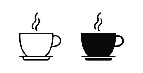Obraz premium WebEnjoy a warm drink with these minimalist coffee cup icons perfect for menus and website designs, conveying a sense of comfort and relaxation with a modern, simple aesthetic