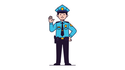 Friendly Officer: A digital illustration depicts a kind officer in uniform, extending a welcoming gesture, embodying authority and approachability.