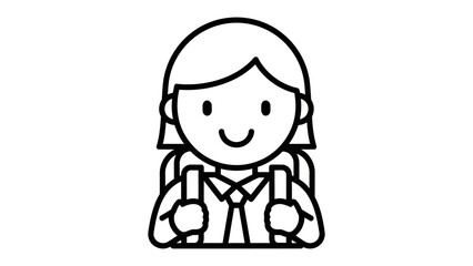 Student Ready for School: A cheerful outline of a student, equipped with a backpack, standing in readiness for the day's educational adventures. A timeless symbol of learning, progress.