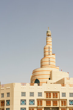 Spiral minaret of Katara Mosque in Doha Qatar