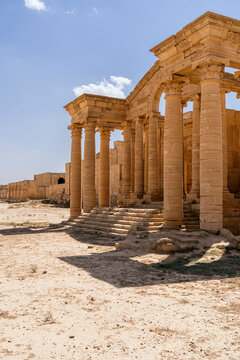 Ancient ruins of the main temple of Hatra in Iraq