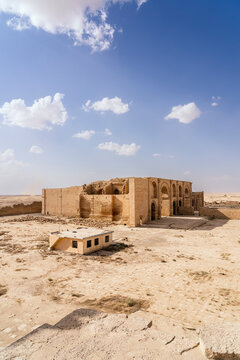 Ruins of the main temple of Hatra in Iraq's desert landscape