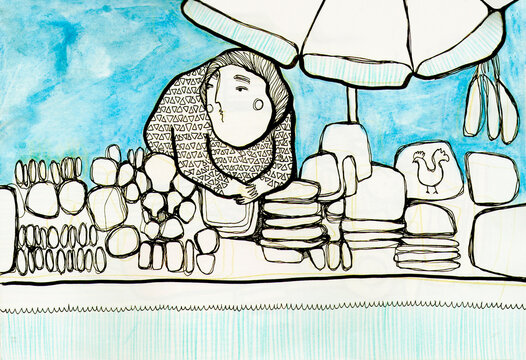 Person selling goods in the market