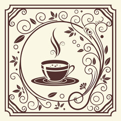 Obraz premium An inviting hot coffee and tea breakfast beverage served in a brown mug with beans and steam 