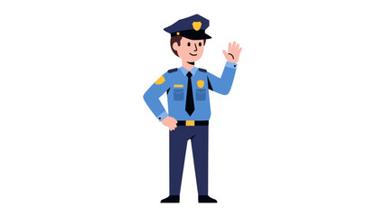 Friendly Officer: A Policeman in crisp uniform gives a warm greeting. His presence represents assurance and service, embodying the community spirit. 