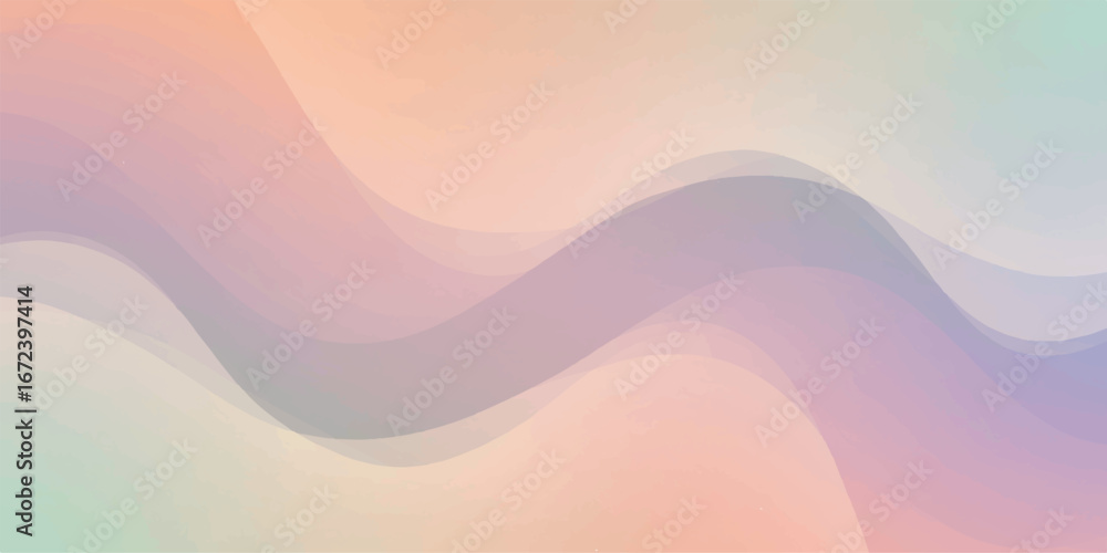 Poster soft pastel gradient background with flowing waves, creating a gentle and serene atmosphere