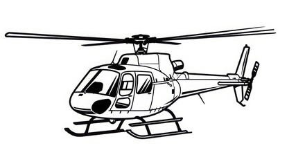 Fototapeta premium Detailed sketch of a modern helicopter in flight ready for air transport and aerial operations