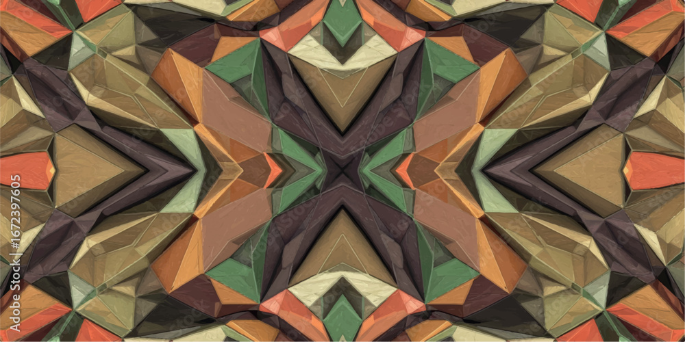 Aufkleber kaleidoscopic geometric pattern with earthy tones and faceted shapes, creating a vibrant and complex
