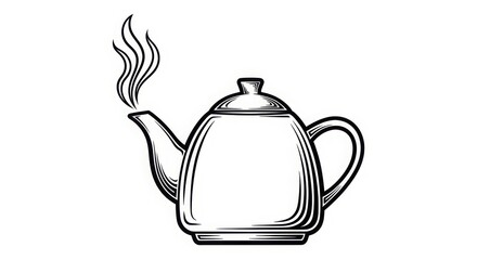 Obraz premium Hand drawn sketch of a steaming teapot pouring hot beverage perfect for cozy moments and tea time ambiance