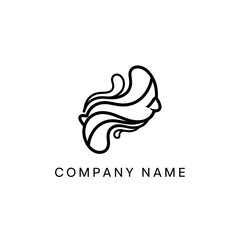Abstract logo with flowing lines and a unique stylized shape.