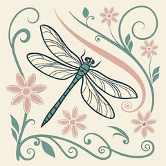 Seamless vintage floral pattern with butterflies and blossoms, a beautiful spring vector background illustration