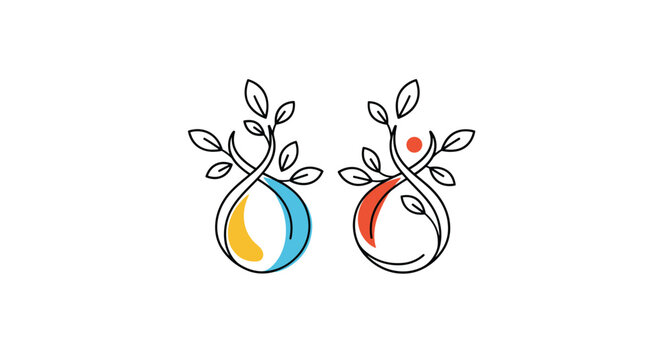 Modern logo design of stylized plant icons with vibrant colors for branding and business
