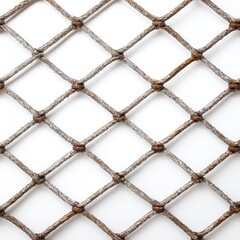 Fototapeta premium A close-up shot of a symmetrical knotted fishing net. The focus is on the intricate details and texture of the interwoven fibers