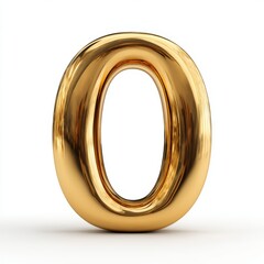 A golden number zero on a simple background. This photo exudes elegance and clarity. The object's vibrant color and reflective surface create an eye-catching appeal, suitable for various applications