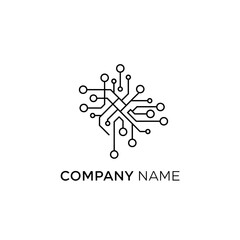 circuit board logo design, technology icon, electronic circuit design, digital circuit, modern technology logo.