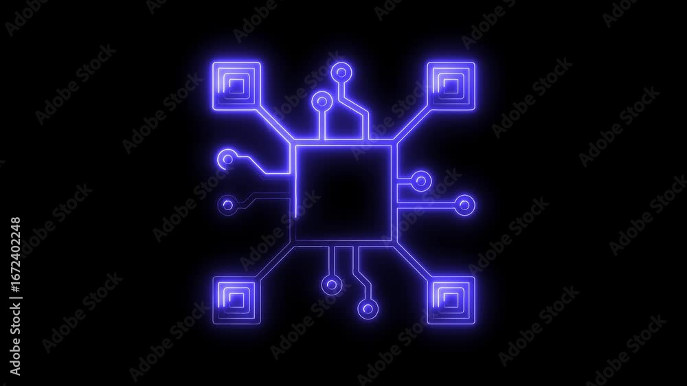 Aufkleber glowing neon circuit board icon abstract technology background digital data flow concept video