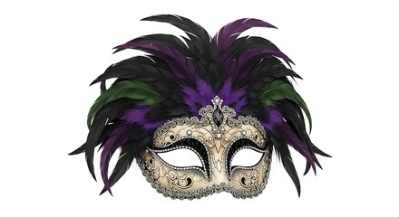 Halloween Masquerade Mask Isolated on White Background
