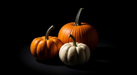 Obraz premium Set of Pumpkins on Black Background 