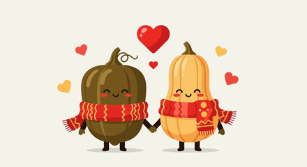 Adorable Garden Friends in Warm Scarves Expressing a Sweet and Emotional Affection