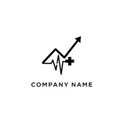 Medical Health Growth Chart with Heartbeat and Plus Sign.