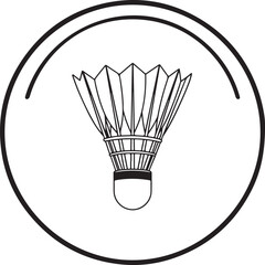 Badminton shuttlecock icon inside a circular border birdy sports