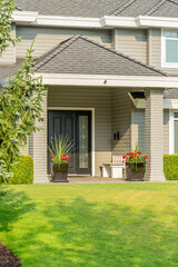 Entrance of luxury house in summer with nice landscape in Vancouver, Canada, North America. Day...