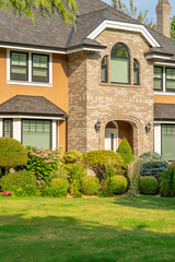 Entrance of luxury house in summer with nice landscape in Vancouver, Canada, North America. Day...