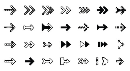 Collection of various arrow icons in different styles and directions