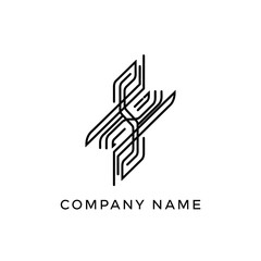 Fototapeta premium Modern abstract logo design with intersecting lines for business branding.