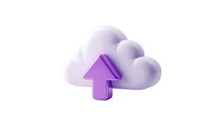 Obraz premium 3d render stylized cloud icon with upward purple arrow for cloud storage and upload operations