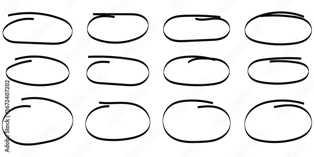 Fototapete collection vector circular scribble doodle round circles for message note mark design element. set o
