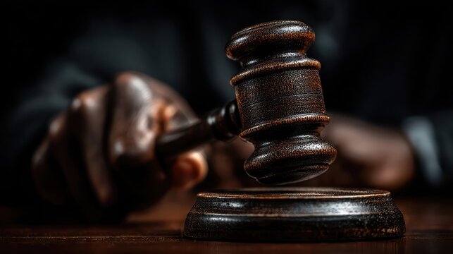 Judgegavel held midair courtroom trial symbolizes moment decision justice authority ethics law verdict rights accountability rule equity public process sentencing governance